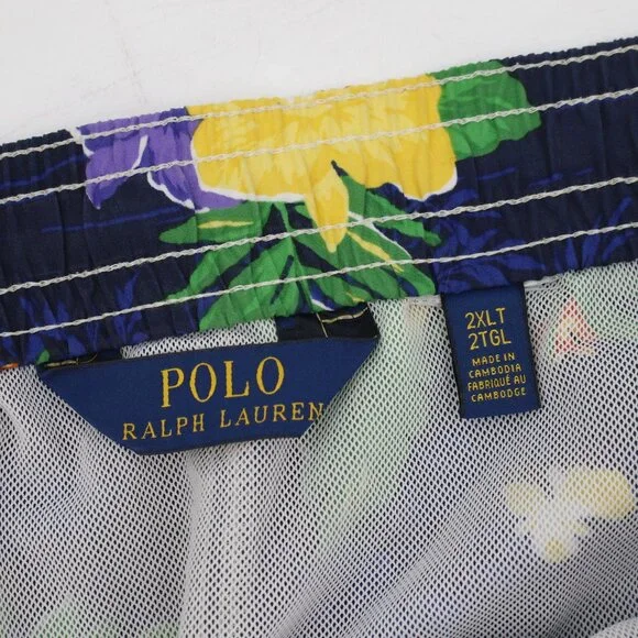 Polo Ralph Lauren Board Shorts Men's 2XLT Hawaiian Floral Lined Elastic Waist - Picture 8 of 9